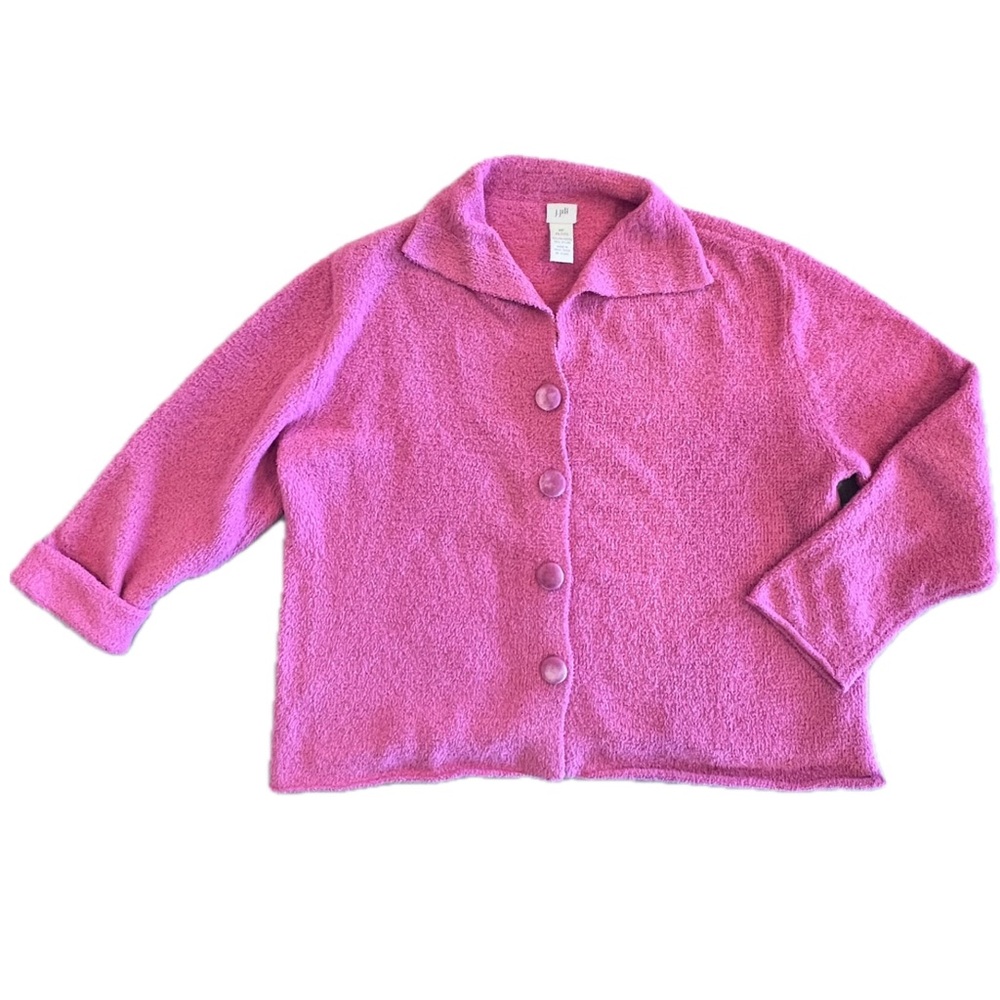 J. Jill Chenille Textured Soft Cozy Stylish Sweater Covered Buttons SZ Medium P